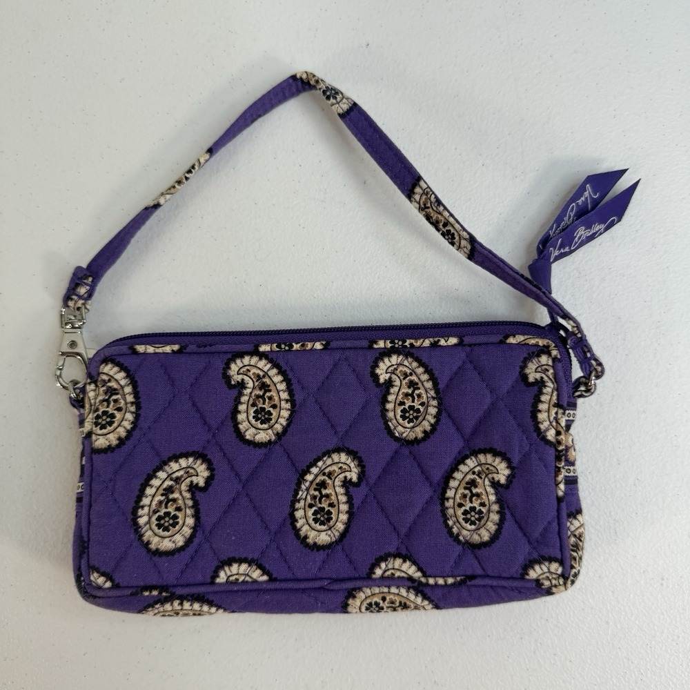 Vera Bradley Simply Violet Wristlet Wallet Purple Floral Paisley Zip ID Card - Picture 4 of 14